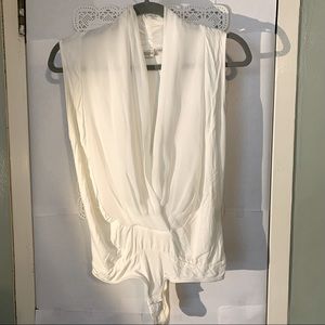 White Eva Mendes Body Suit Blouse